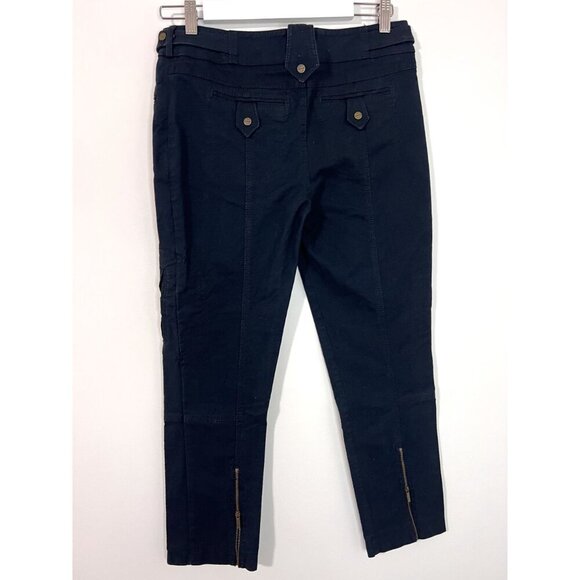 Karen Millen Navy Blue England Cargo Moto Tapered Pants Size 8 - Picture 5 of 10